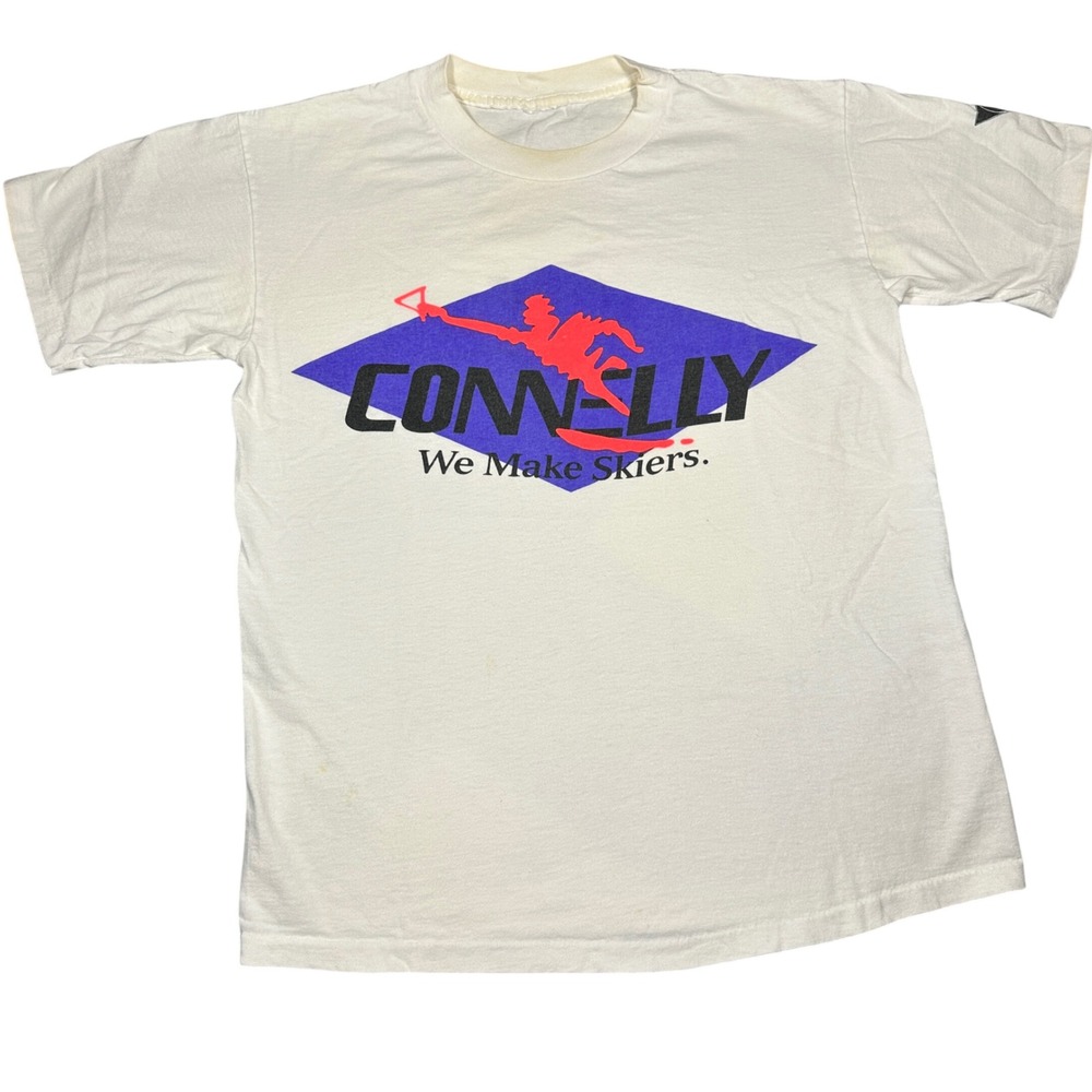 Vintage Connelly We Make Skiers Graphic T Shirt White Mens Large 90s Water Ski